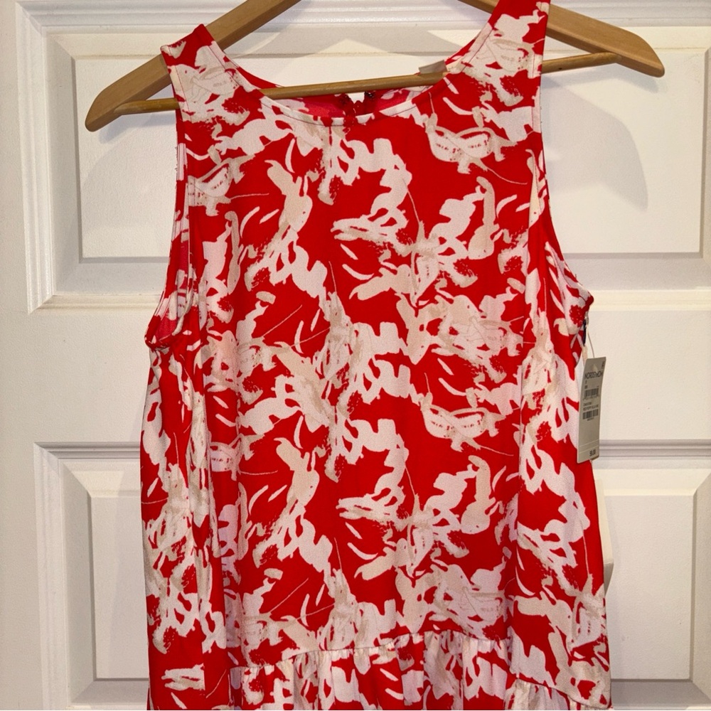 NEW Caslon Red Poppy Villa Floral Sleeveless Tiered Dress Size Small NWT